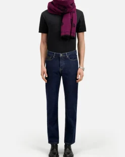 Homme The Kooples Jeans^Jean slim avec poche en cuir bleu