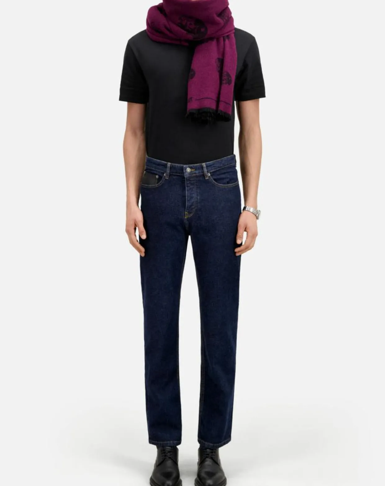 Homme The Kooples Jeans^Jean slim avec poche en cuir bleu