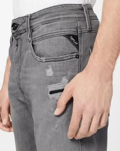 Homme Replay Jeans^Jean Slim en Coton Bio aged anbass 10y des gris