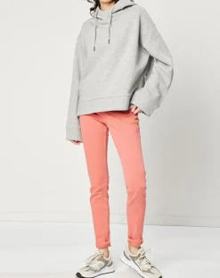 Jean Slim en Toile de coton rose-Esprit
