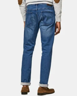 Jean Slim Fit Wash Flex bleu moyen-Hackett London Online