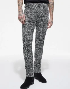 Homme The Kooples Jeans^Jean Slim Punk Léopard noir