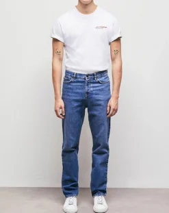 Homme The Kooples Jeans^Jean Straight delavé bleu denim