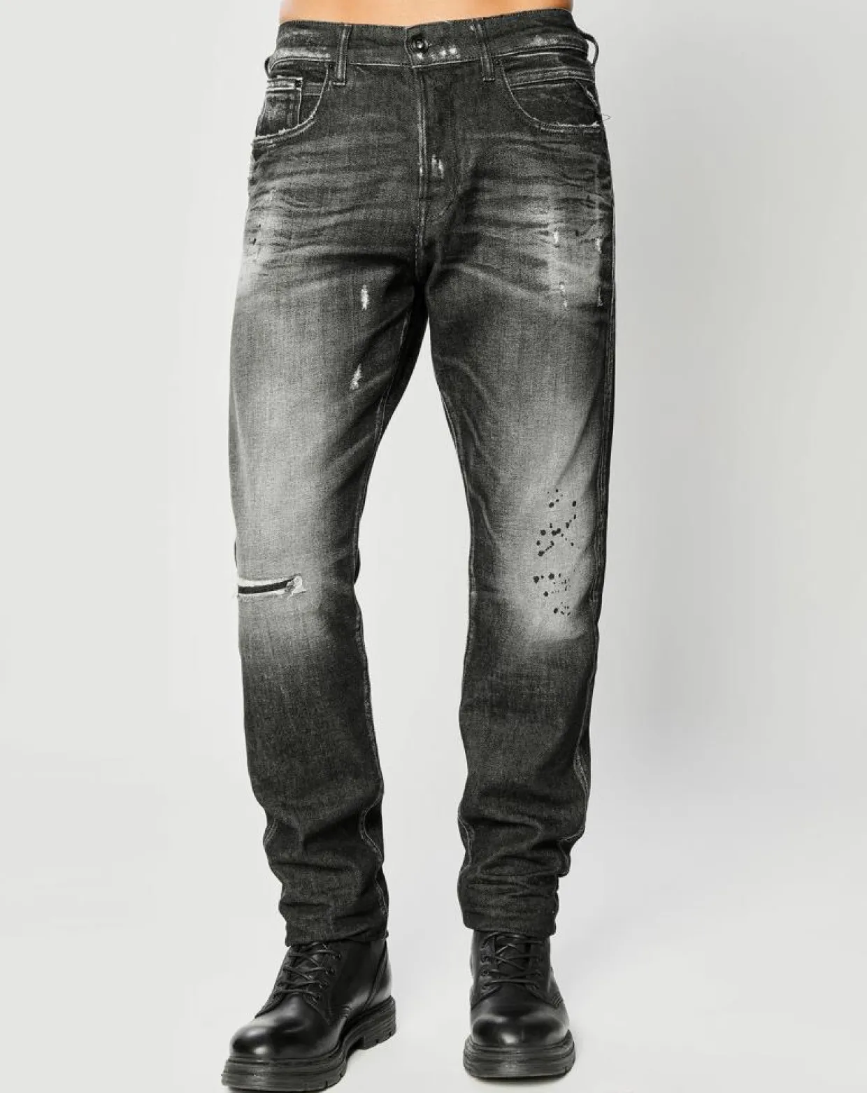 Homme Replay Jeans^Jean Tapered Tinmar noir délavé