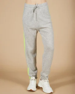 Jogging 100% Cachemire Coralie gris chiné clair/jaune fluo-Cashmere Tribu Best