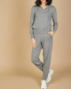 Femme Cashmere Tribu Pantalons^Jogging en Laine & Cachemire Olivia gris chiné foncé