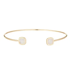 Jonc Rosy Quartz en laiton doré-Moonstone