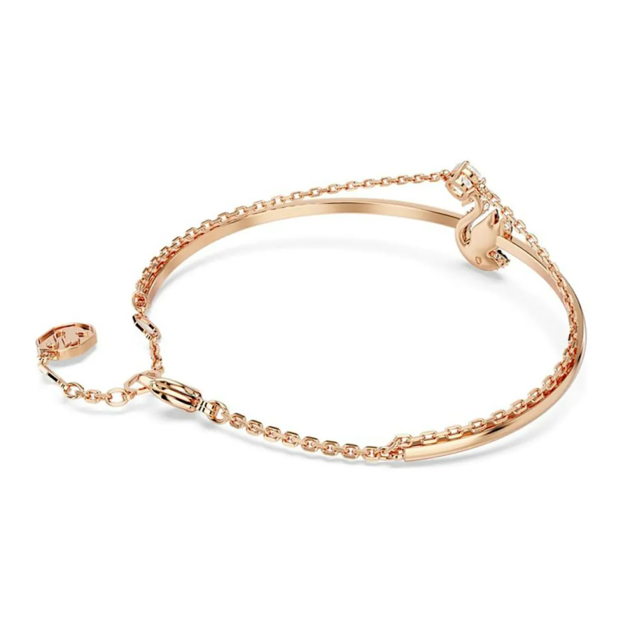 Femme Swarovski Bracelets^Jonc Swan Cygne doré rose/noir
