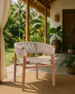 Kanoa - Chaise en teck massif et corde beige-Uniqka New