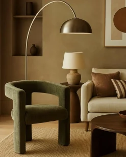 Uniqka Fauteuils^Lagon - Fauteuil de salon vert en tissu