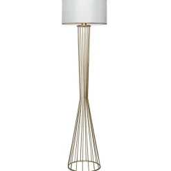 Opviq Lampadaire^Lampadaire Ayd blanc/doré - 21x38x155 cm