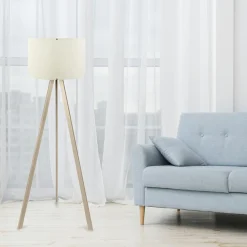 Opviq Lampadaire^Lampadaire Ayd crème/chêne - 38x140 cm