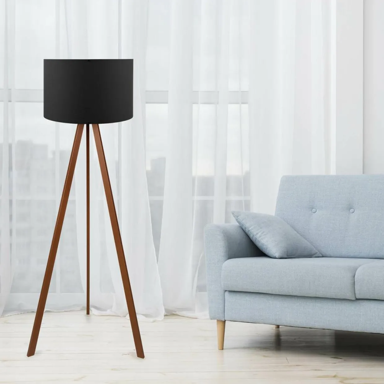 Lampadaire Ayd noir/brun - 38x140 cm-Opviq Best