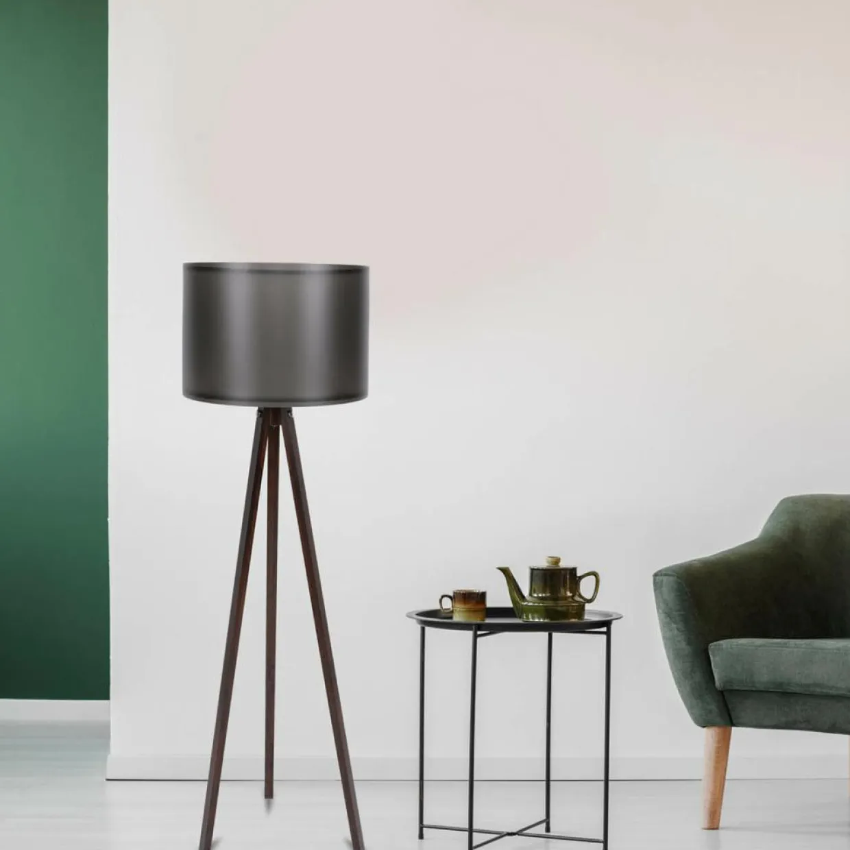 Lampadaire Bubble noir/noyer - D.38x145 cm-Sheen Best