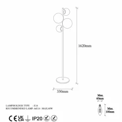 Lampadaire Fazli doré - 33x33x162 cm-Sheen Online