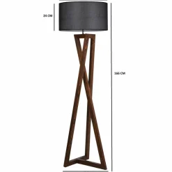 Opviq Lampadaire^Lampadaire Macka noir/noyer - D.45x166 cm