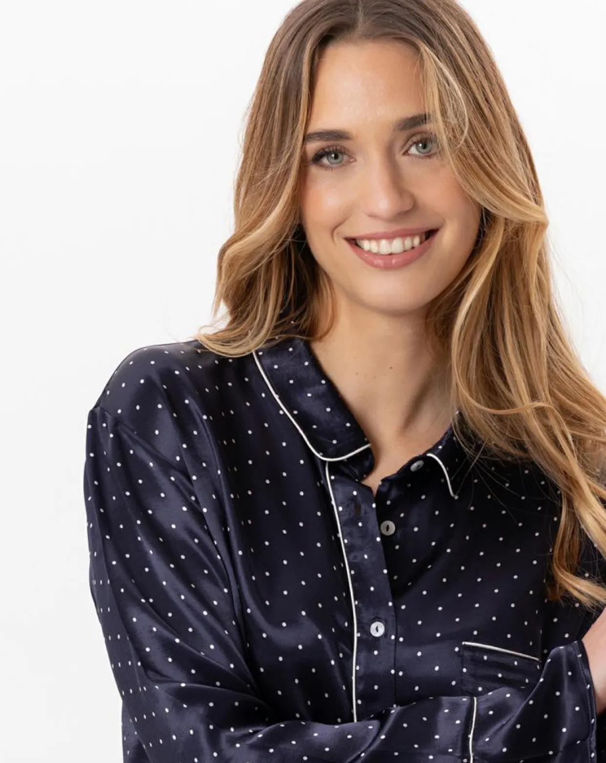 Femme Le Chat Lingerie, Nuit^Liquette en satin Moon marine