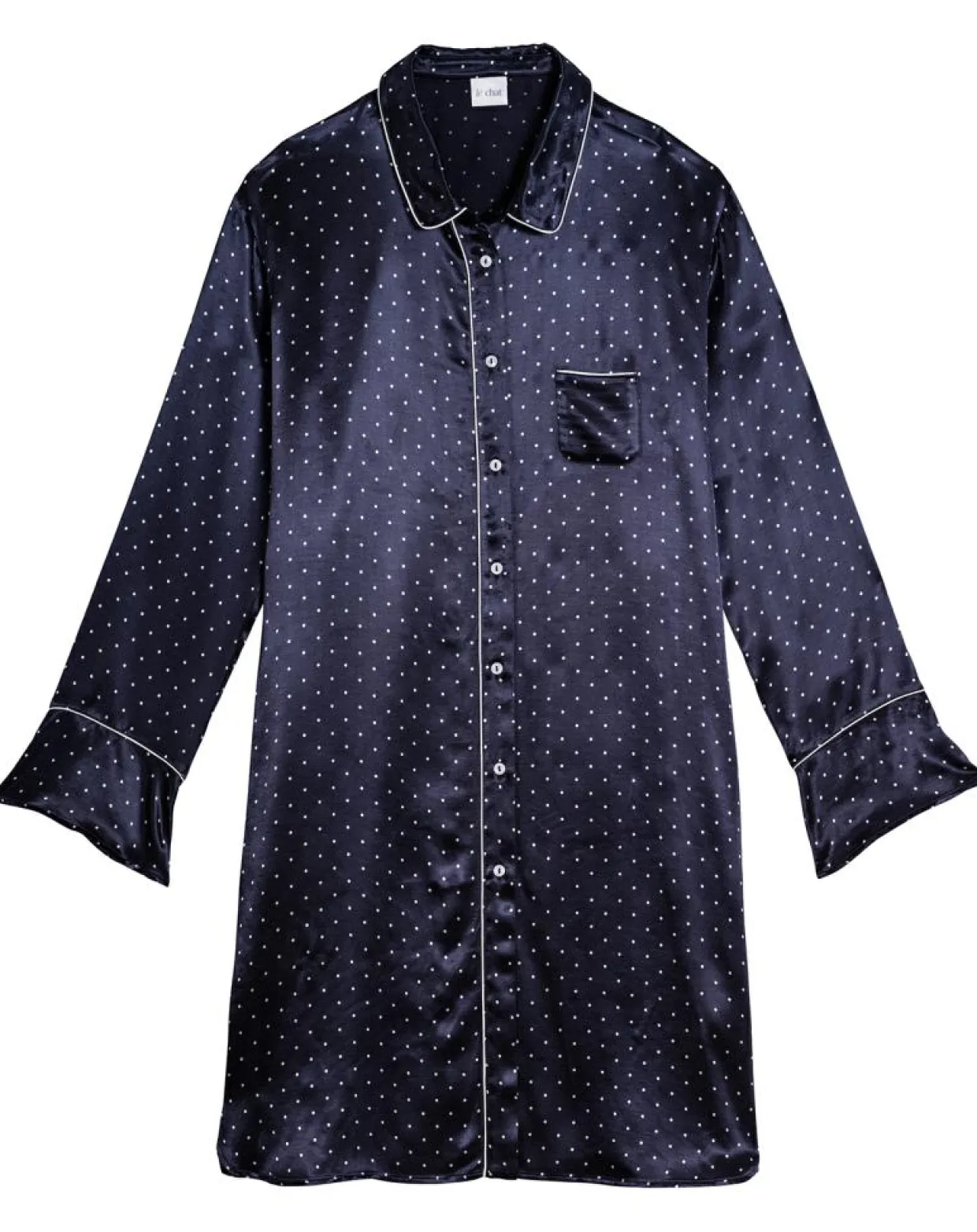 Femme Le Chat Lingerie, Nuit^Liquette en satin Moon marine