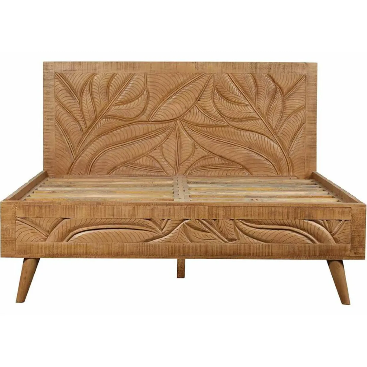 Bois & Chiffons Lits^Lit sculpté manguier floria marron - 165x212x110 cm