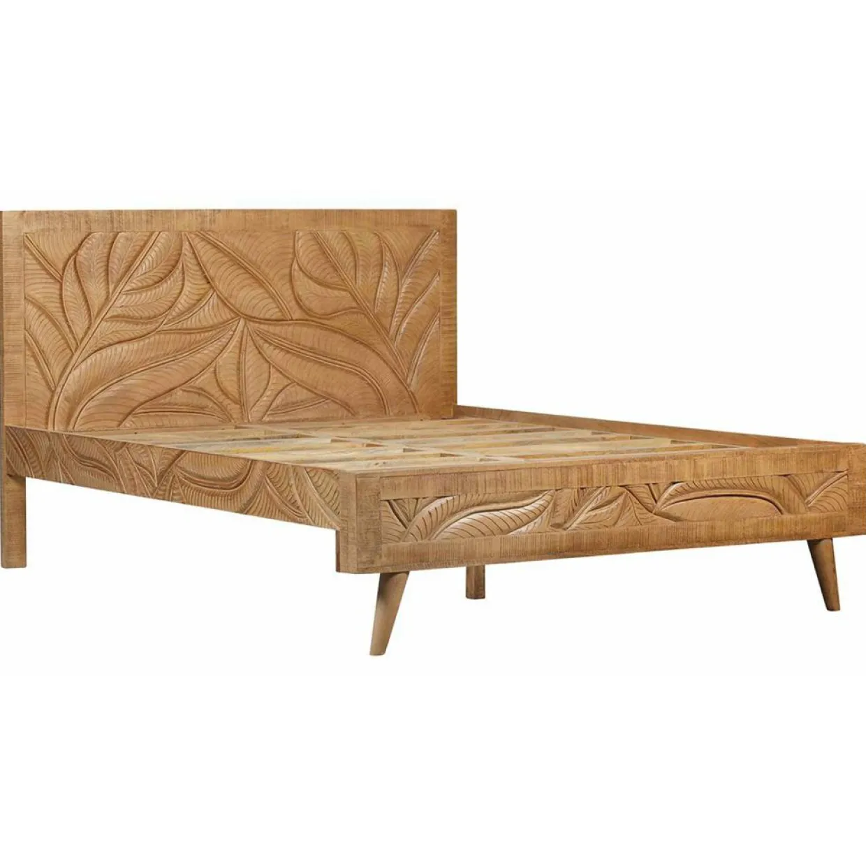 Bois & Chiffons Lits^Lit sculpté manguier floria marron - 165x212x110 cm