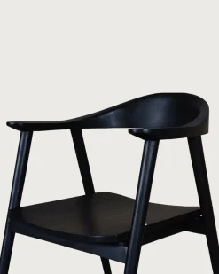 Lot de 2 Chaise Dewi en teck massif noir-Uniqka New