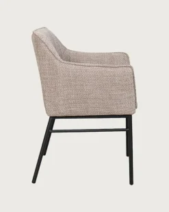 Lot de 4 Chaise en tissu Taupe et pieds métal-Uniqka Outlet