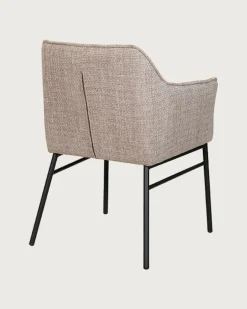 Lot de 4 Chaise en tissu Taupe et pieds métal-Uniqka Outlet