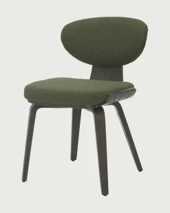 Lot de 4 Chaise hele en tissu vert et pieds en bois-Uniqka Outlet