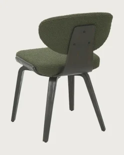 Lot de 4 Chaise hele en tissu vert et pieds en bois-Uniqka Outlet