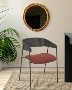 Uniqka Chaises^lot de 4 Chaise wisla en tissu avec dossier en bois et pieds en métal