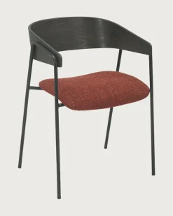 Uniqka Chaises^lot de 4 Chaise wisla en tissu avec dossier en bois et pieds en métal