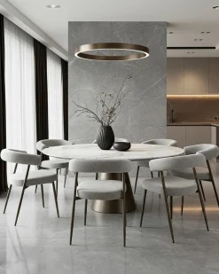 Uniqka Chaises^Lot de 4 chaises Agda en tissu et pieds métal