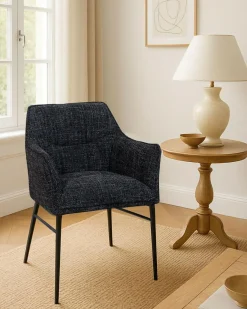 Uniqka Chaises^Lot de 4 Chaises chacha en tissu Noir et pieds métal