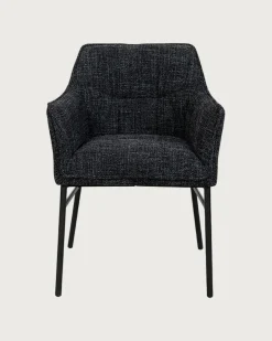 Uniqka Chaises^Lot de 4 Chaises chacha en tissu Noir et pieds métal