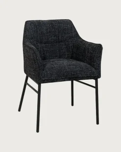Uniqka Chaises^Lot de 4 Chaises chacha en tissu Noir et pieds métal