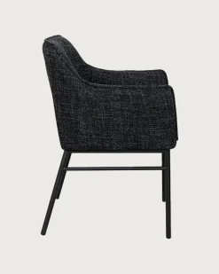 Uniqka Chaises^Lot de 4 Chaises chacha en tissu Noir et pieds métal