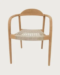 Uniqka Chaises^Lot de 2 chaises Kima en teck massif et corde beige