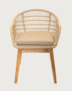 Uniqka Chaises^Lot de 2 chaises Maelie en teck massif et corde beige