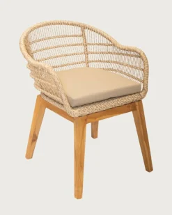 Uniqka Chaises^Lot de 2 chaises Maelie en teck massif et corde beige
