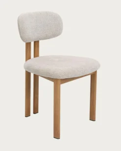 Lot de 4 chaises Zuno en tissu beige et pieds métal-Uniqka Discount
