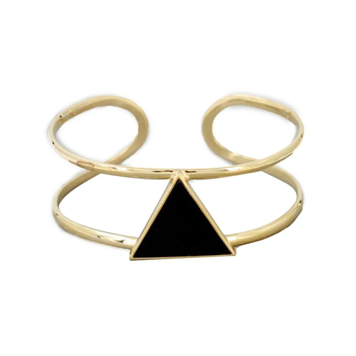 Manchette Tara Onyx noire en laiton doré-Moonstone Best