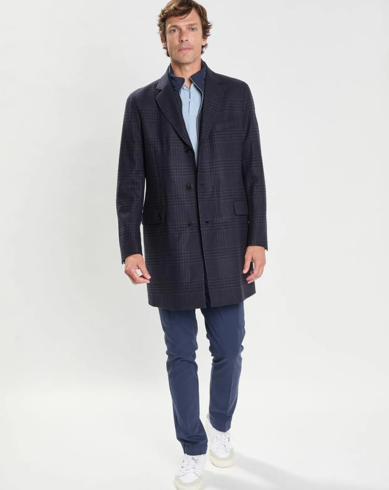 Homme Hackett London Manteaux^Manteau 100% Laine Membrane amovible imprimé Prince de Galles bleu