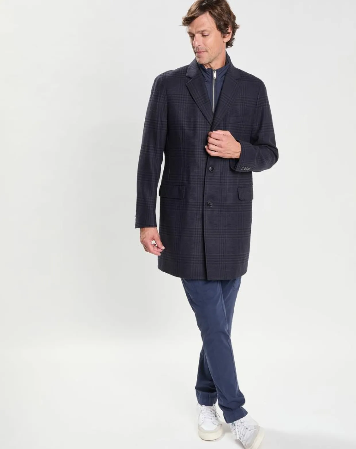 Homme Hackett London Manteaux^Manteau 100% Laine Membrane amovible imprimé Prince de Galles bleu