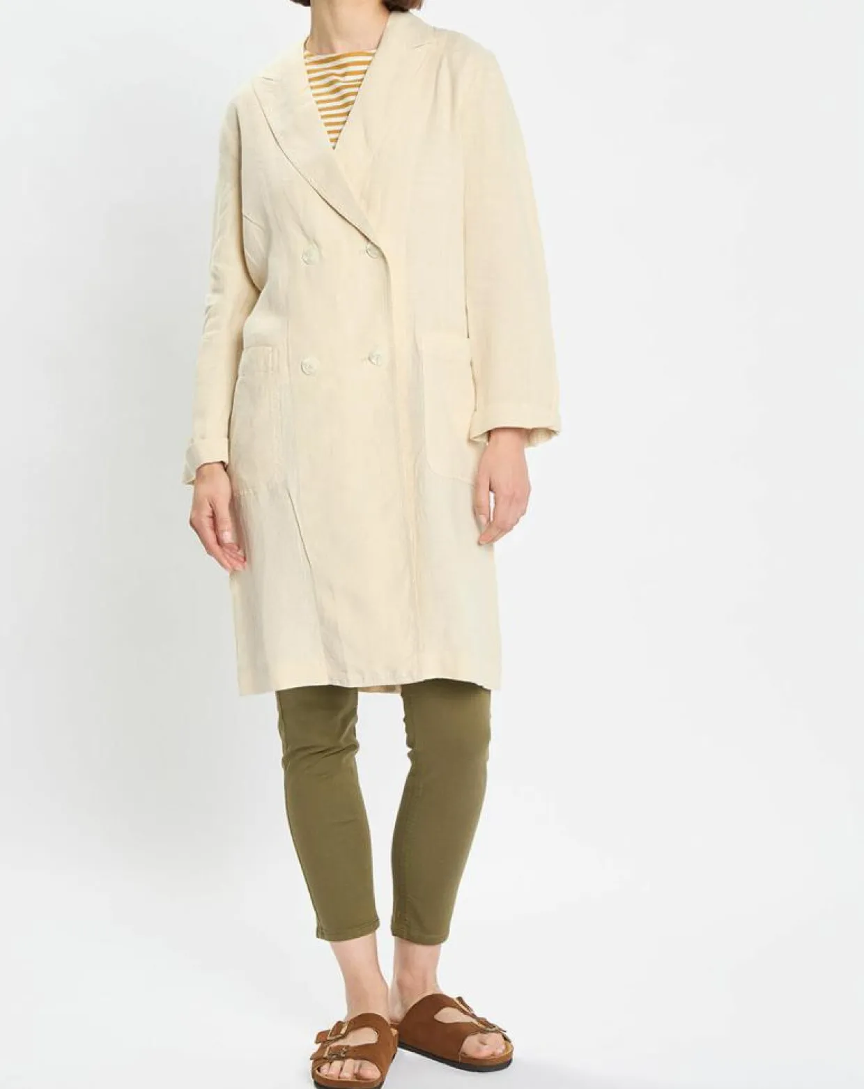 Manteau 100% Lin double boutonnage beige-Marc O'Polo Sale