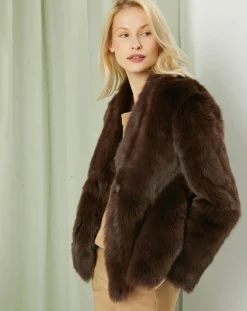 Manteau court réversible en Cuir & Fourrure Aggravi marron-MaxMara Sale