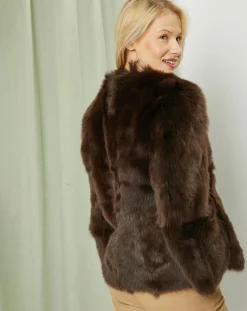 Manteau court réversible en Cuir & Fourrure Aggravi marron-MaxMara Sale