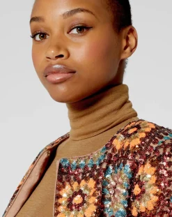 Femme Manoush Manteaux^Manteau Crochet Paillette sequins chocolat
