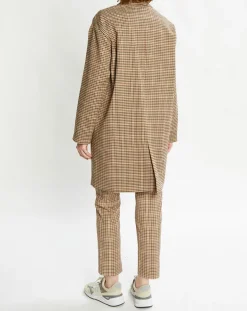 Manteau droit double boutonnage à carreaux beige/marron-Scotch & Soda Outlet