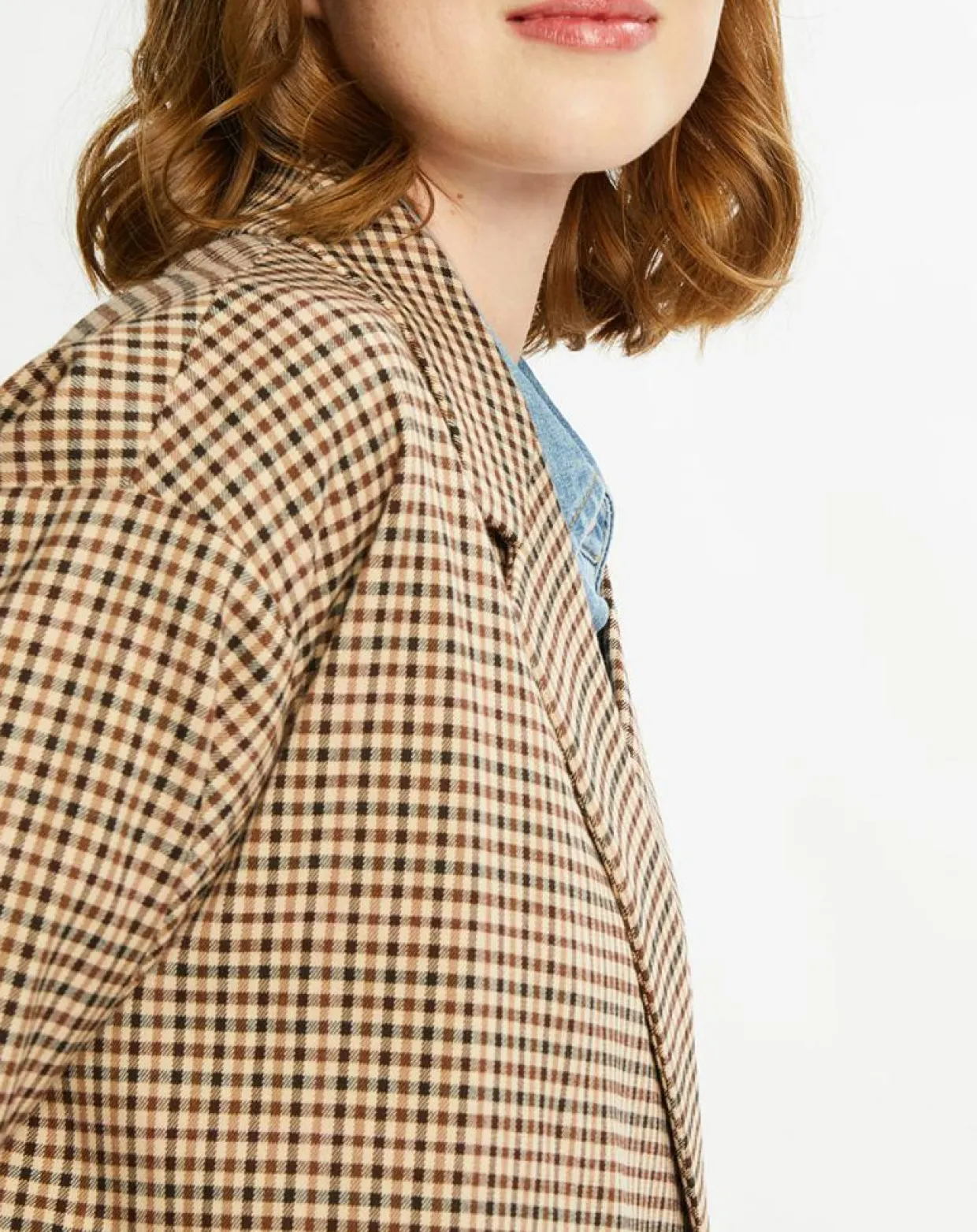 Manteau droit double boutonnage à carreaux beige/marron-Scotch & Soda Outlet