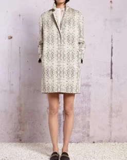 Manteau droit Qadrio python blanc-Swildens